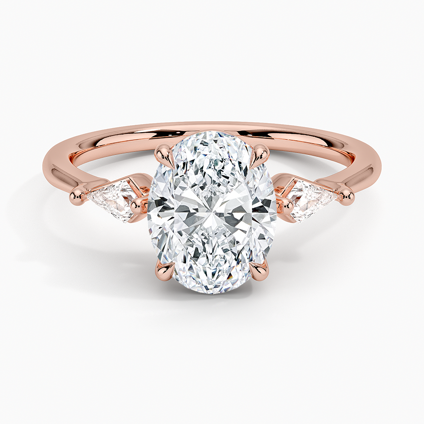 Cometa Three Stone Diamond Ring - Oval Center Stone