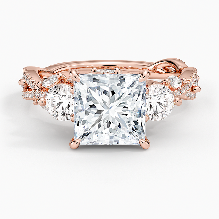 Luxe Secret Garden Three Stone Diamond Ring (1 ct. tw.) - Princess Cut Center Stone