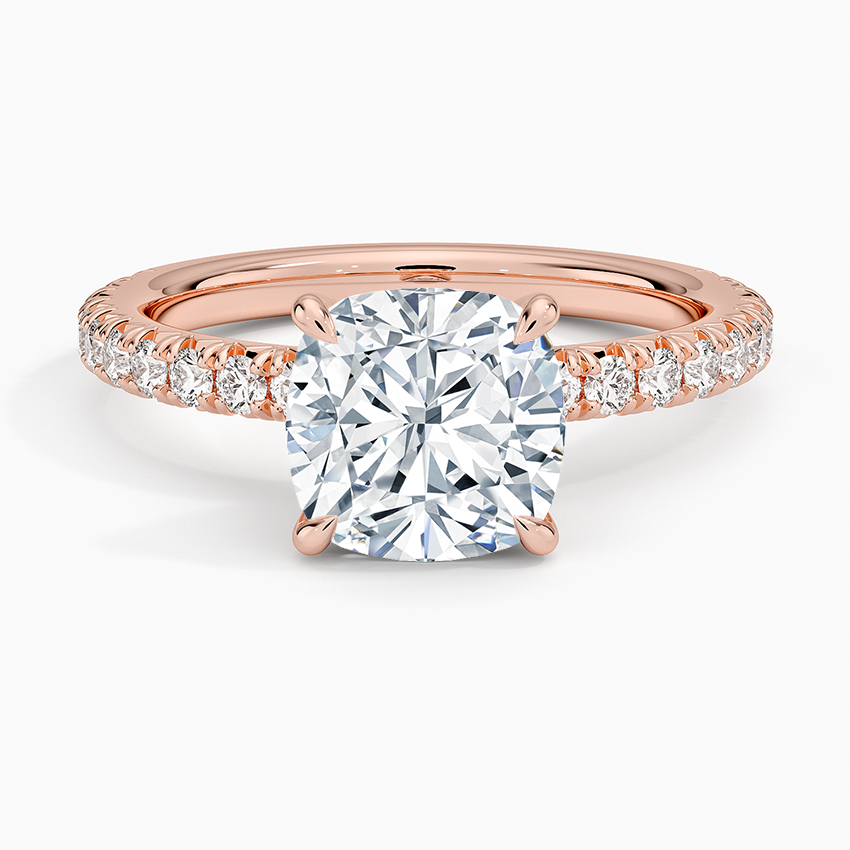 Amelie Three-Quarter Coverage Diamond Ring - Cushion Cut Center Stone