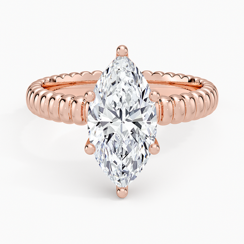 Petra Textured Solitaire Ring - Marquise Center Stone