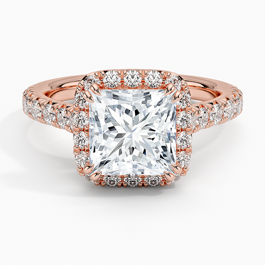 Sienna Halo Half Coverage Diamond Ring (2/3 ct. tw.) - Princess Cut Center Stone