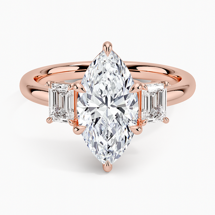 Rhiannon Emerald Cut Three Stone Diamond Ring (1/2 ct. tw.) - Marquise Center Stone
