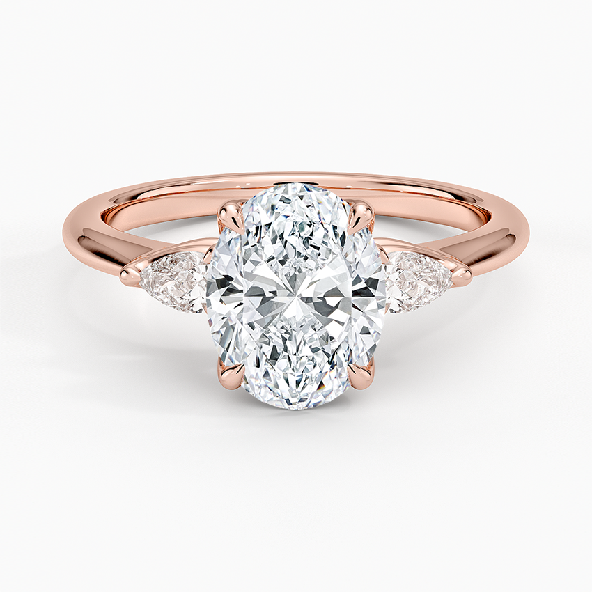 Petite Fleur Three Stone Diamond Ring - Oval Center Stone