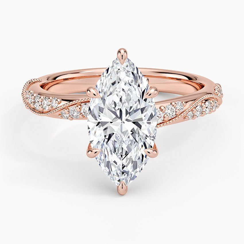 Camellia Hidden Accent 2.5mm Diamond Ring - Marquise Center Stone