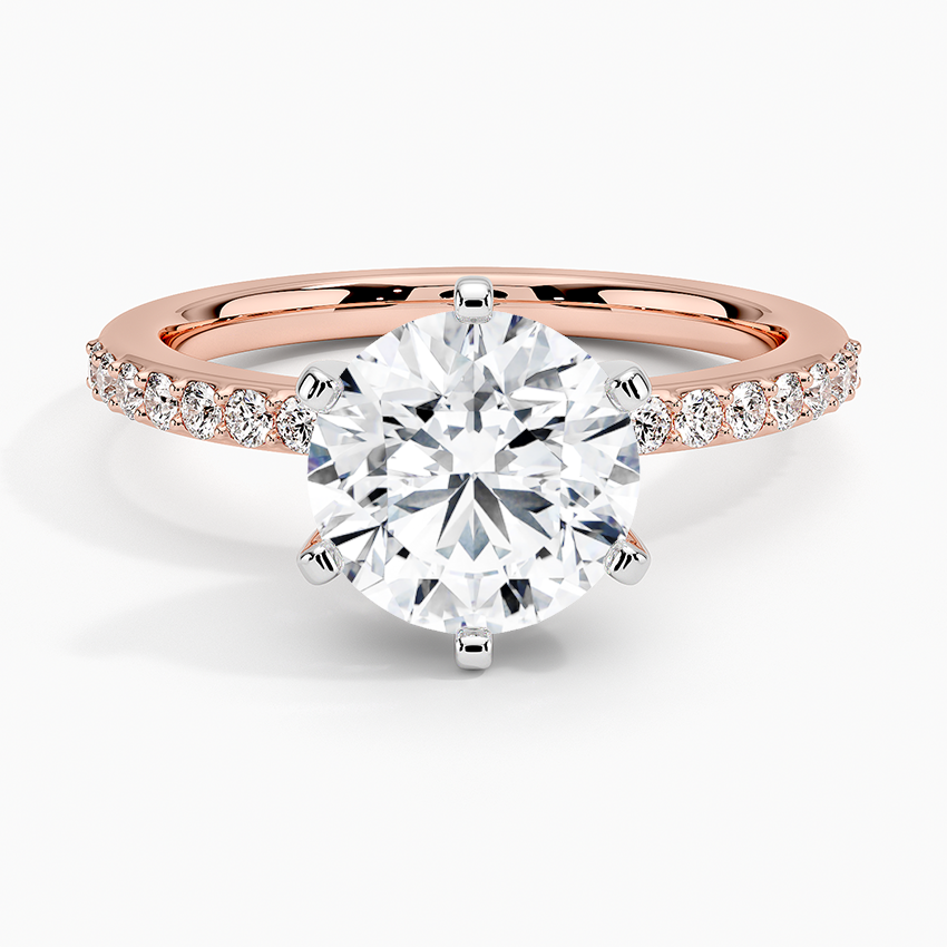 Six Prong Petite Shared Prong Diamond Ring (1/5 ct. tw.) - Round Center Stone