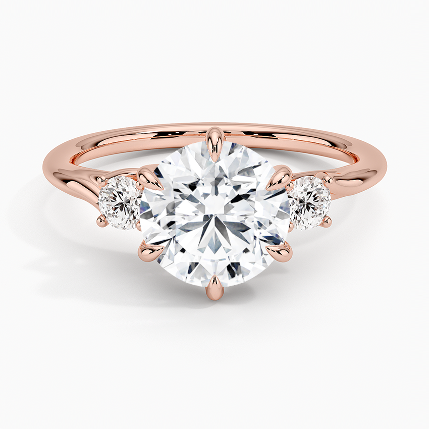 Delilah Three Stone Diamond Ring - Round Center Stone