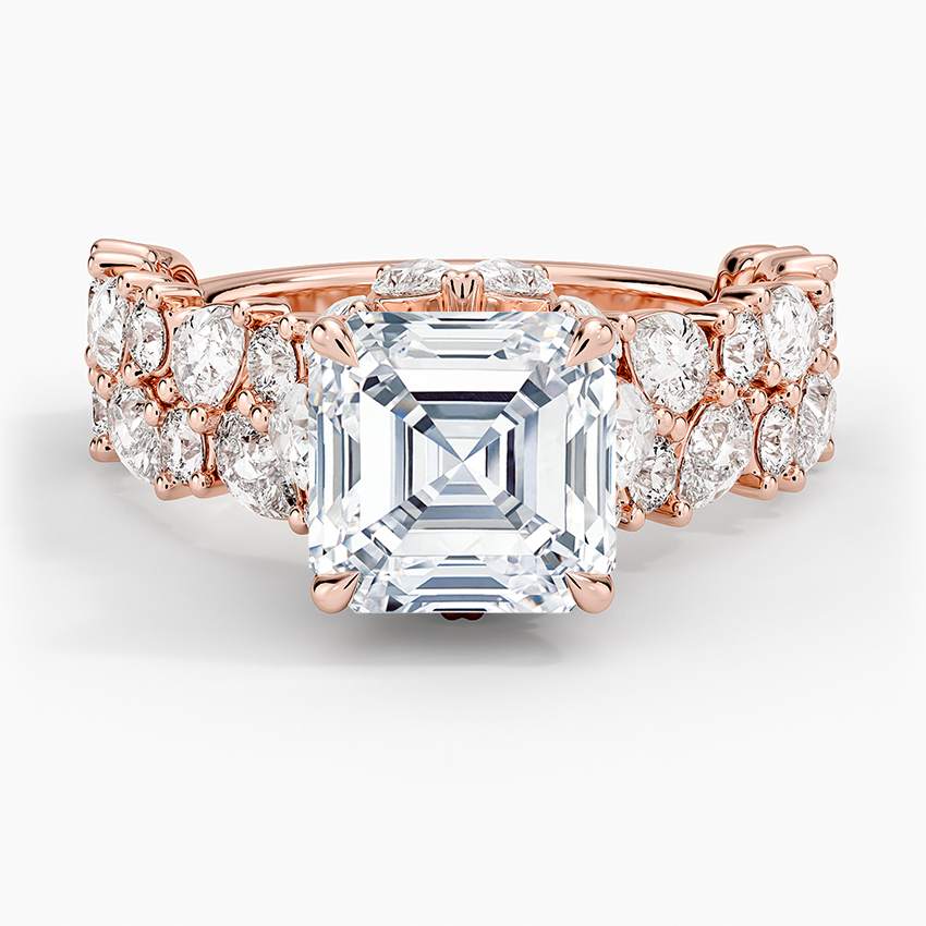 Olivetta Double Row Diamond Ring (2 1/2 ct. tw.) - Asscher Cut Center Stone