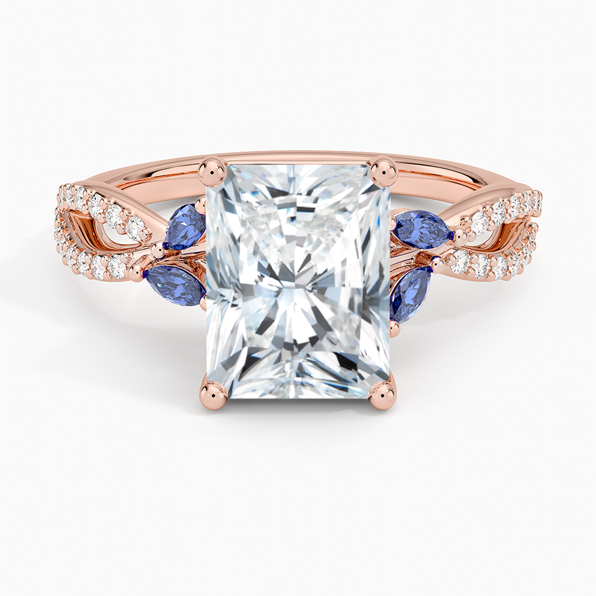 Luxe Willow Sapphire and Diamond Ring (1/8 ct. tw.) - Radiant Cut Center Stone