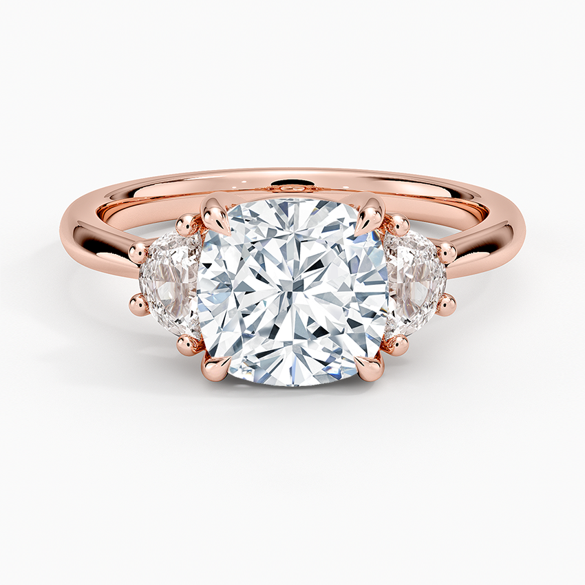 Half Moon Three Stone Diamond Ring (1/4 ct. tw.) - Cushion Cut Center Stone