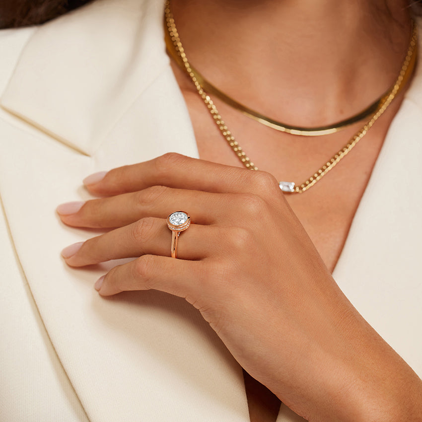 Luna Hidden Halo Diamond Ring - Asscher Cut Center Stone