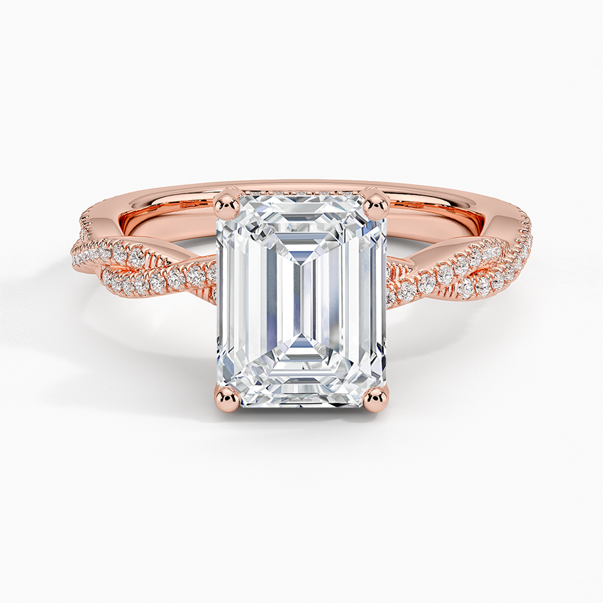 Adorned Luxe Petite Twisted Vine Diamond Ring - Emerald Cut Center Stone
