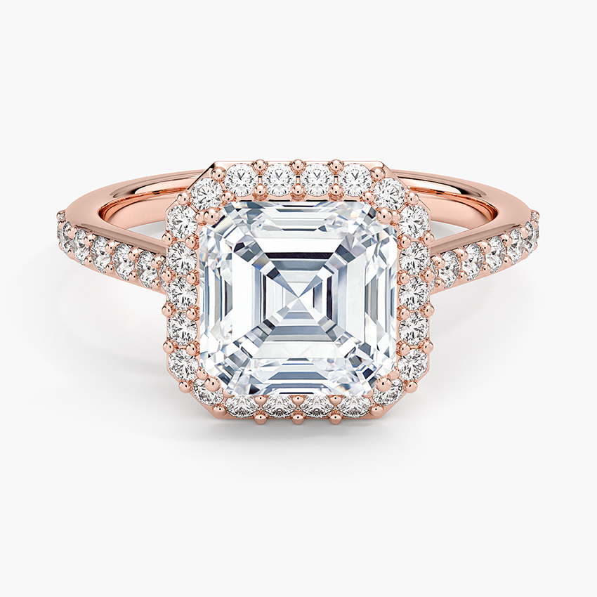 Halo Diamond Ring with Side Stones (1/3 ct. tw.) - Asscher Cut Center Stone