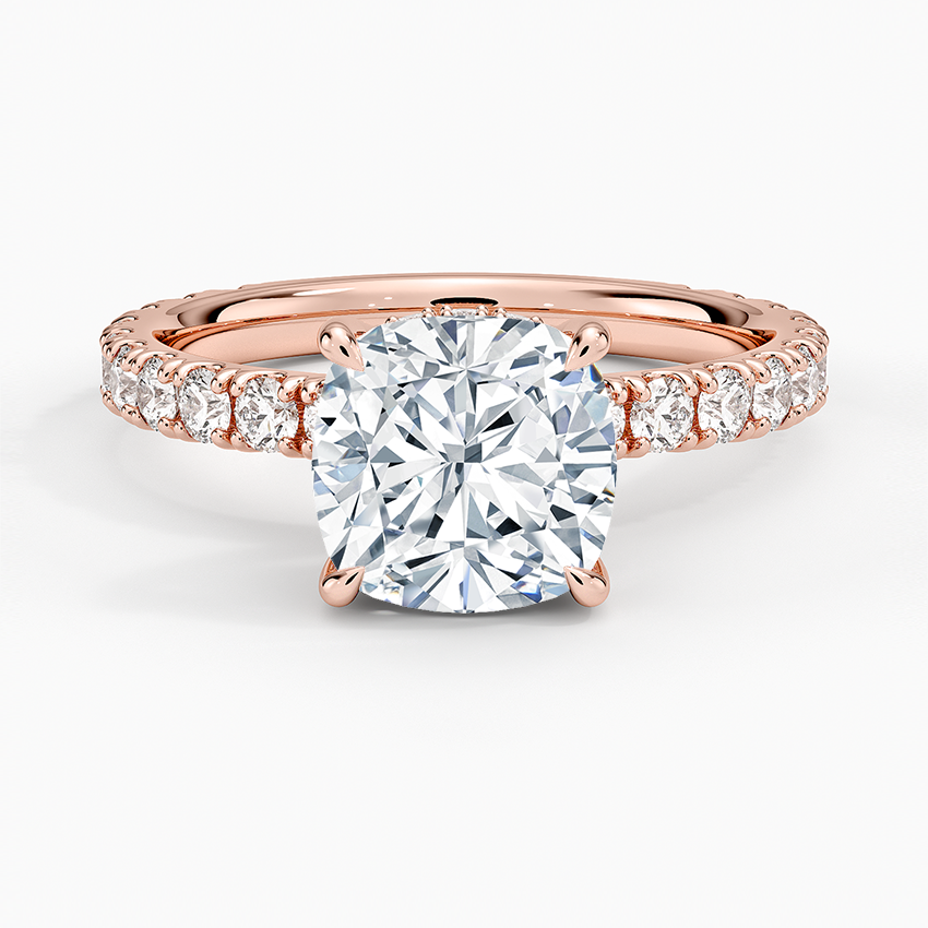 Grand Perfect Fit Three-Quarter Diamond Ring - Cushion Cut Center Stone
