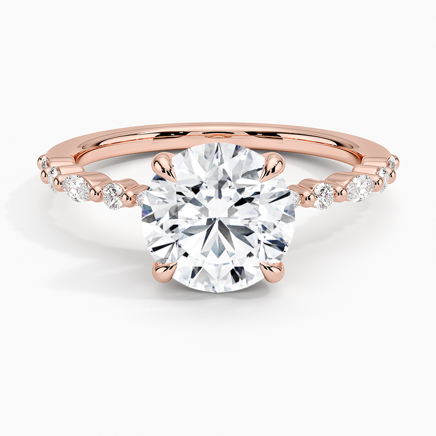 Delicate Versailles Diamond Ring - Round Center Stone