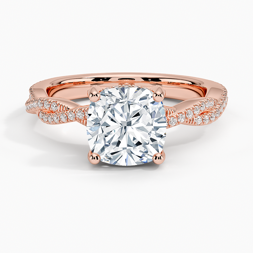 Adorned Luxe Petite Twisted Vine Diamond Ring - Cushion Cut Center Stone