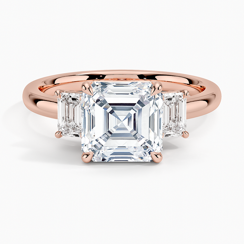 Rhiannon Emerald Cut Three Stone Diamond Ring (1/2 ct. tw.) - Asscher Cut Center Stone
