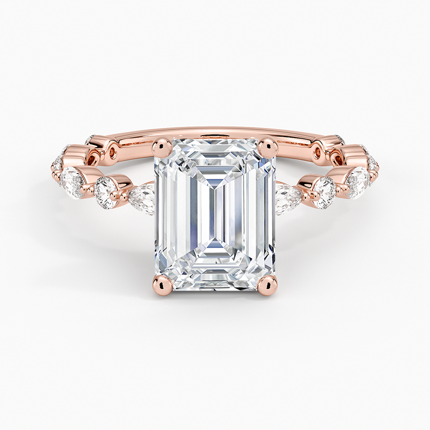 Versailles Three-Quarter Coverage Diamond Ring (1/2 ct. tw.) - Emerald Cut Center Stone