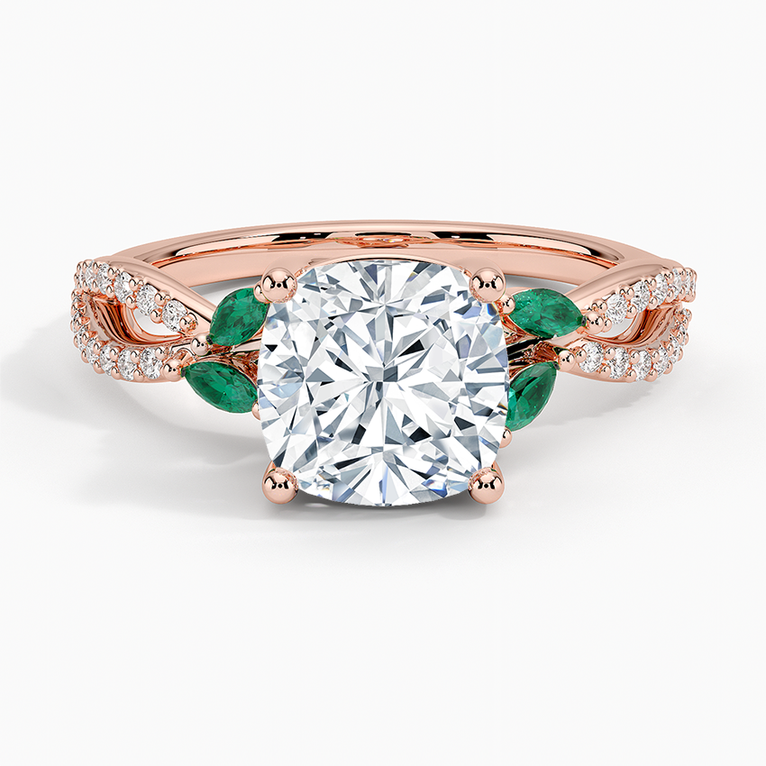 Luxe Willow Lab Emerald and Diamond Ring (1/8 ct. tw.) - Cushion Cut Center Stone