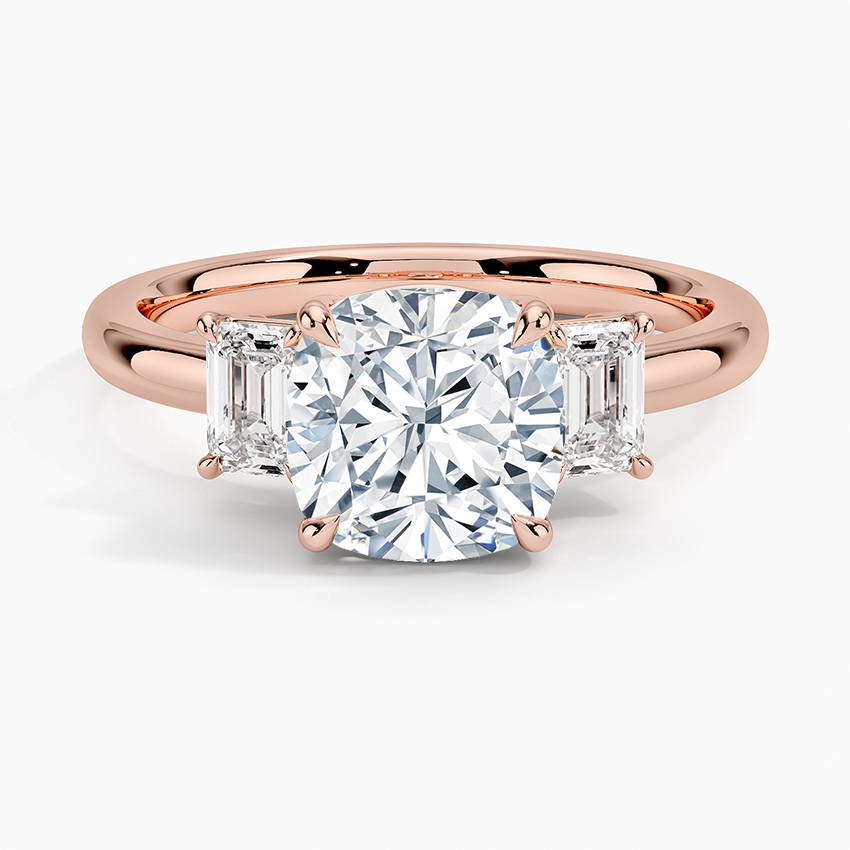 Rhiannon Emerald Cut Three Stone Diamond Ring (1/2 ct. tw.) - Cushion Cut Center Stone