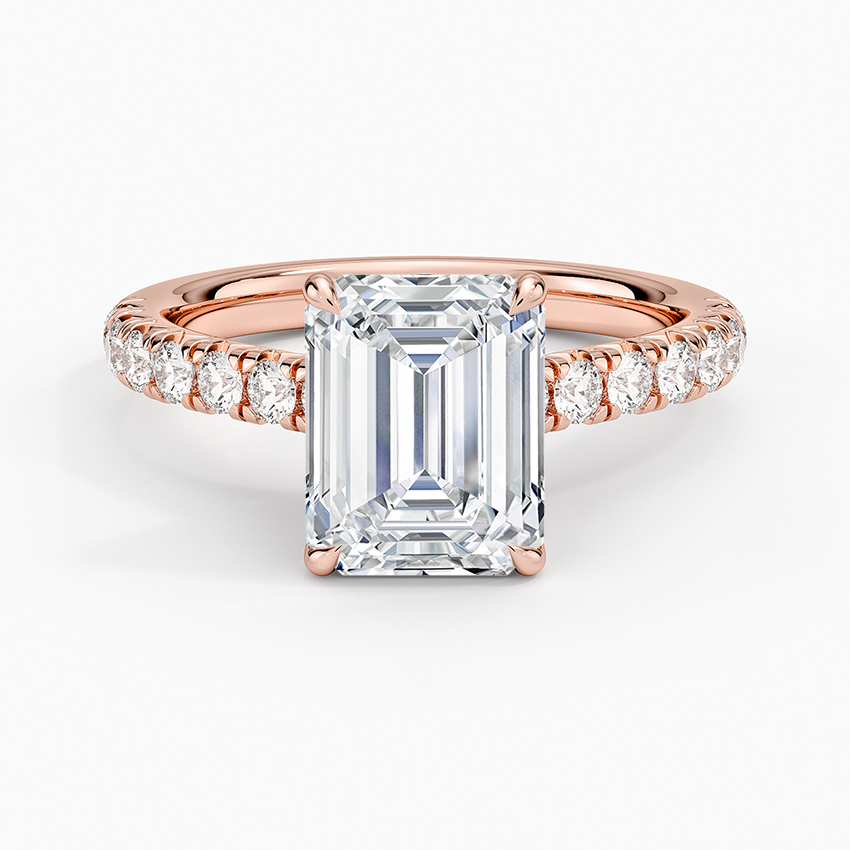 Sienna Half Coverage Diamond Ring - Emerald Cut Center Stone