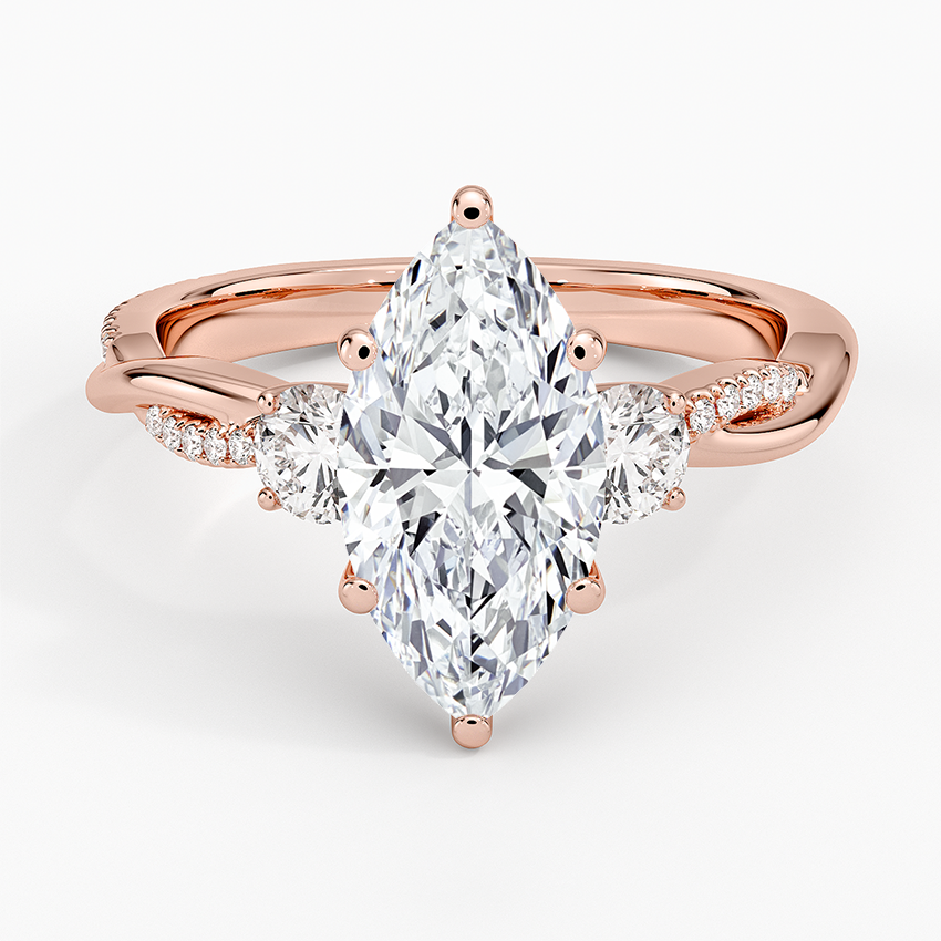 Petite Twisted Vine Three Stone Diamond Ring (2/5 ct. tw.) - Marquise Center Stone
