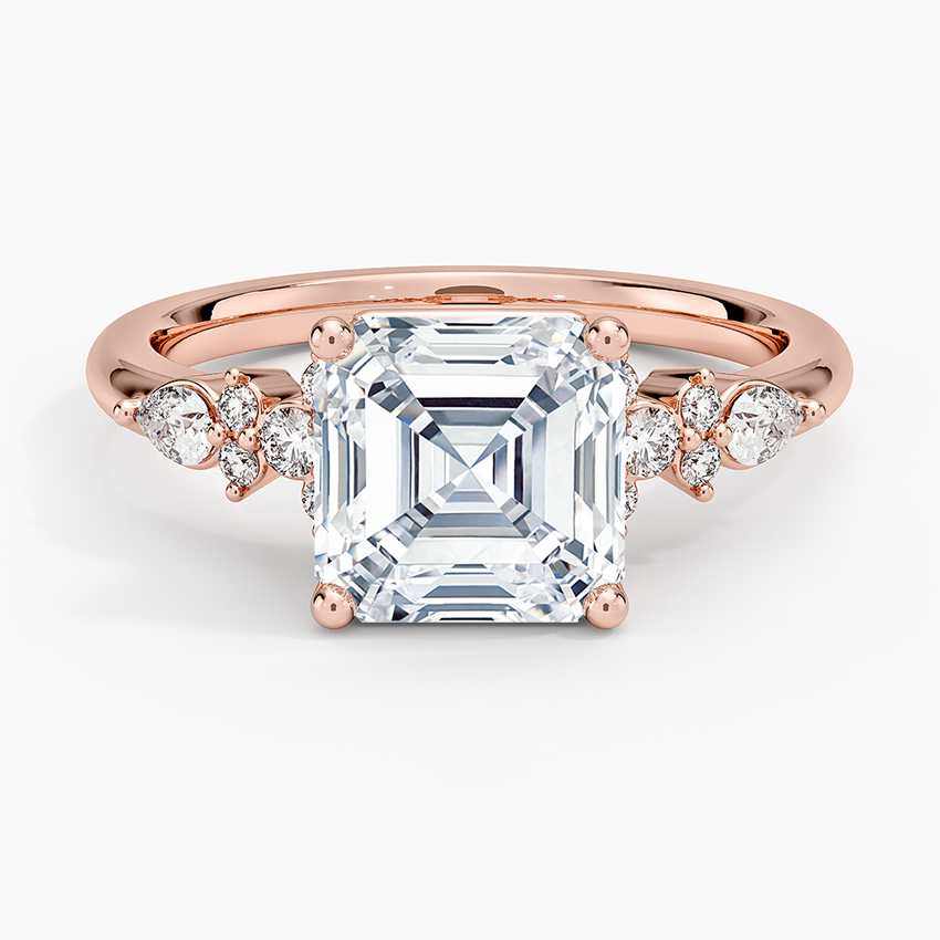 Rosette Diamond Ring - Asscher Cut Center Stone