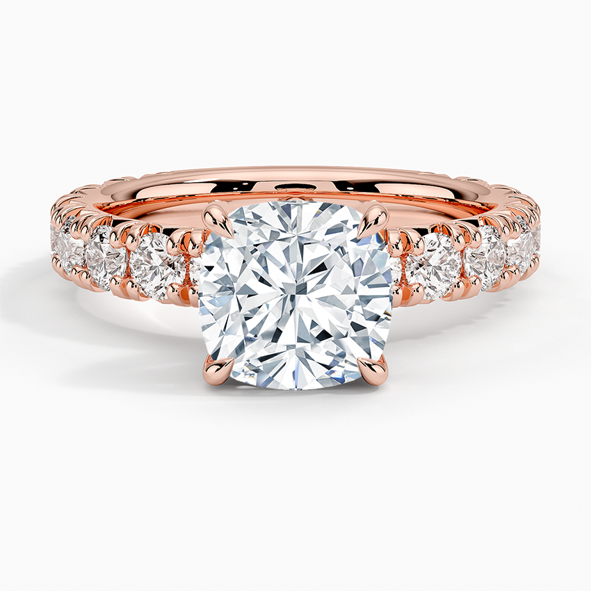 Ellora Three-Quarter Coverage Diamond Ring - Cushion Cut Center Stone