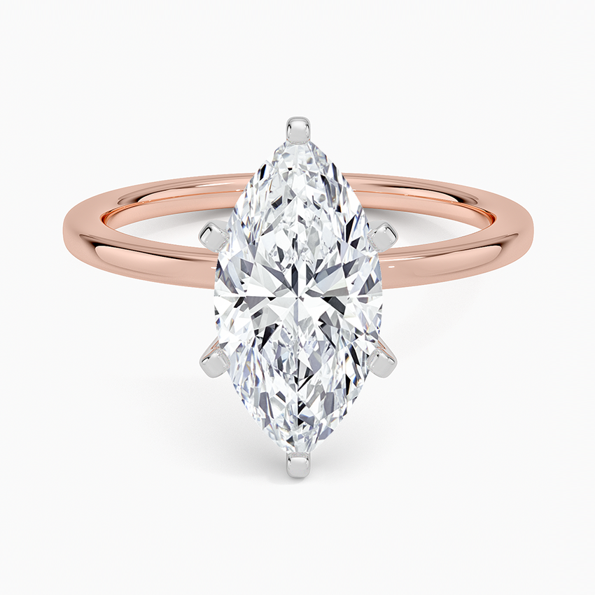 Six-Prong Petite Comfort Fit 1.5mm Solitaire Ring - Marquise Center Stone