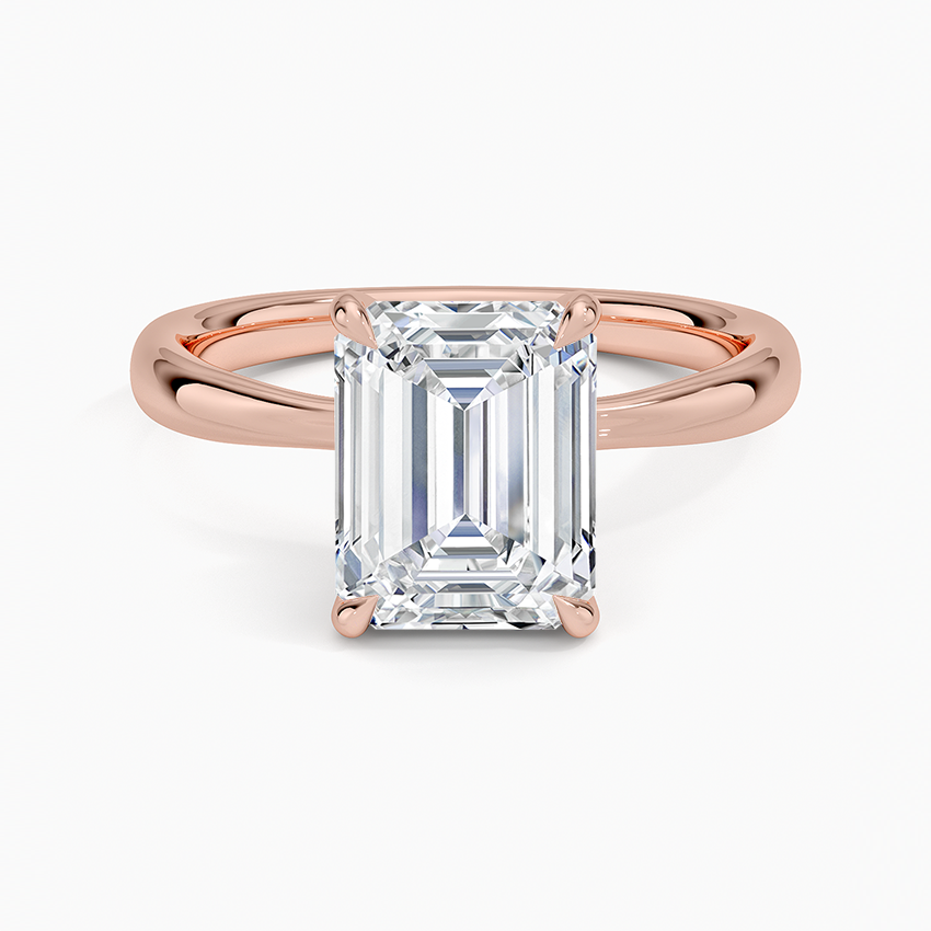 Freesia 2.7mm Solitaire Ring - Emerald Cut Center Stone