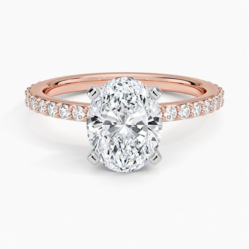 Petite Shared Prong Three-Quarter Coverage Diamond Ring (1/3 ct. tw.) - Oval Center Stone