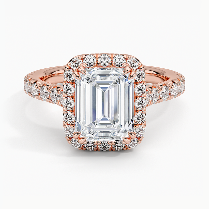 Sienna Halo Half Coverage Diamond Ring (2/3 ct. tw.) - Emerald Cut Center Stone