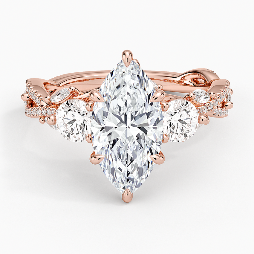 Luxe Secret Garden Three Stone Diamond Ring (1 ct. tw.) - Marquise Center Stone