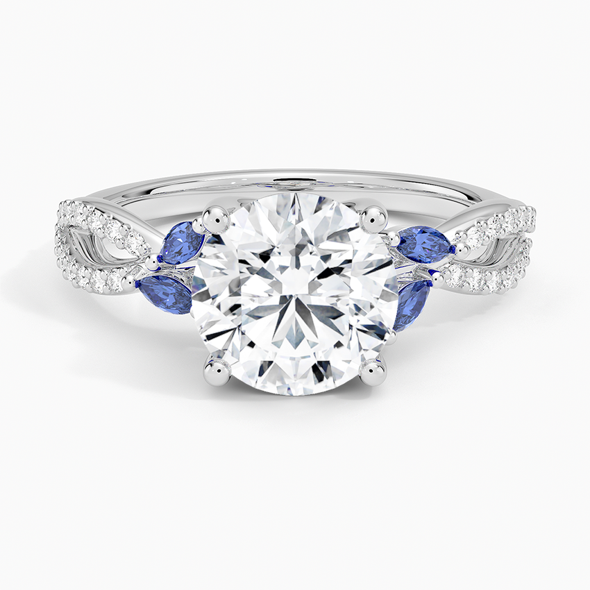 Luxe Willow Sapphire and Diamond Ring (1/8 ct. tw.) - Round Center Stone