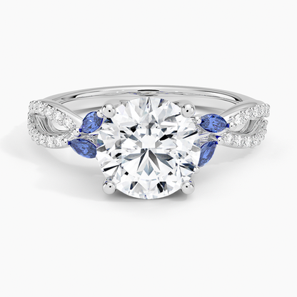 Luxe Willow Sapphire and Diamond Ring (1/8 ct. tw.) - Round Center Stone