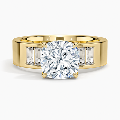 Peyton 5mm Channel-Set Diamond Ring - Cushion Cut Center Stone