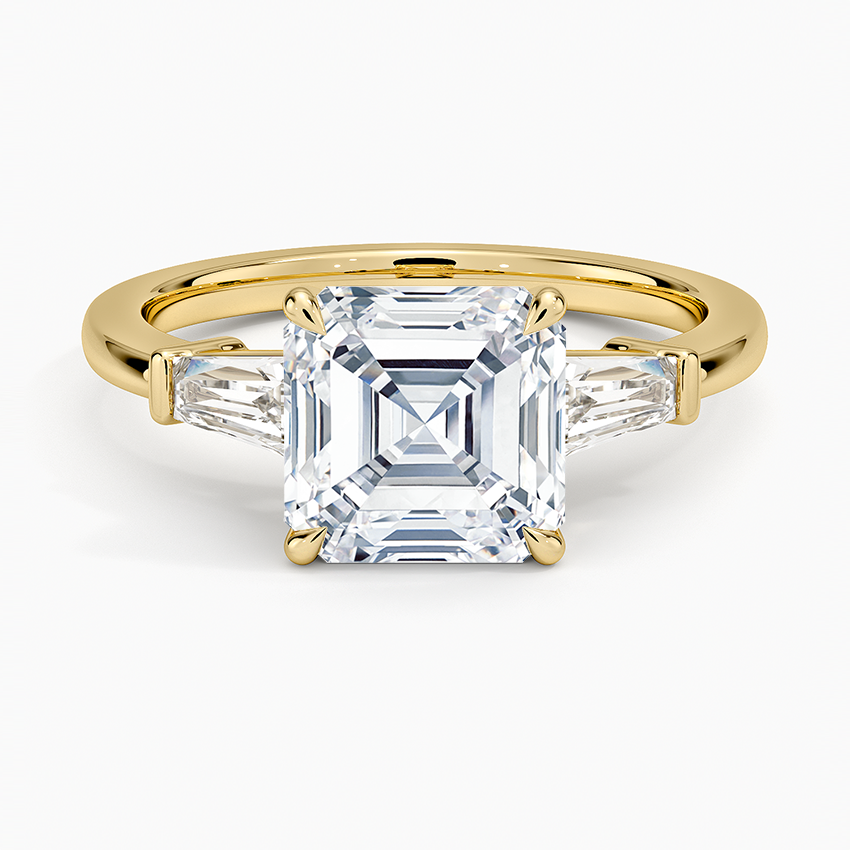 Symphony Tapered Baguette Three Stone Diamond Ring (1/2 ct. tw.) - Asscher Cut Center Stone