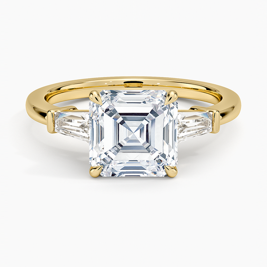 Symphony Tapered Baguette Three Stone Diamond Ring (1/2 ct. tw.) - Asscher Cut Center Stone