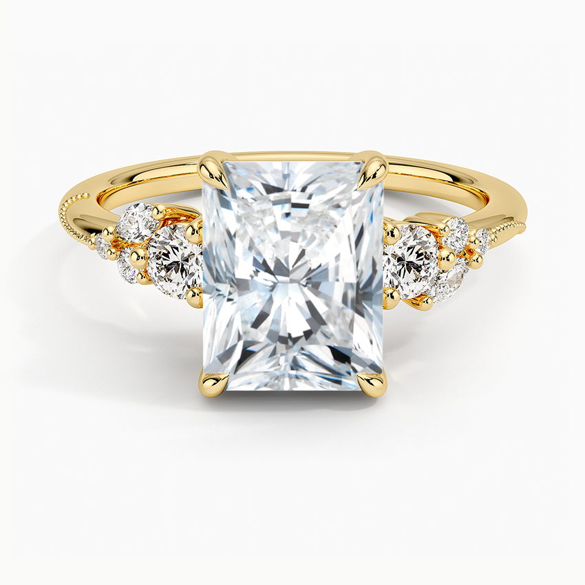 Camellia Three Stone Diamond Ring (1/3 ct. tw.) - Radiant Cut Center Stone