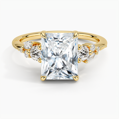 Camellia Three Stone Diamond Ring (1/3 ct. tw.) - Radiant Cut Center Stone