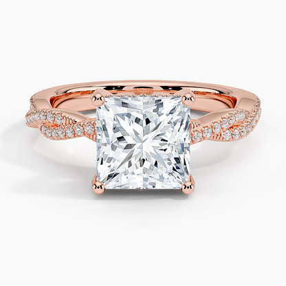 Adorned Luxe Petite Twisted Vine Diamond Ring - Princess Cut Center Stone
