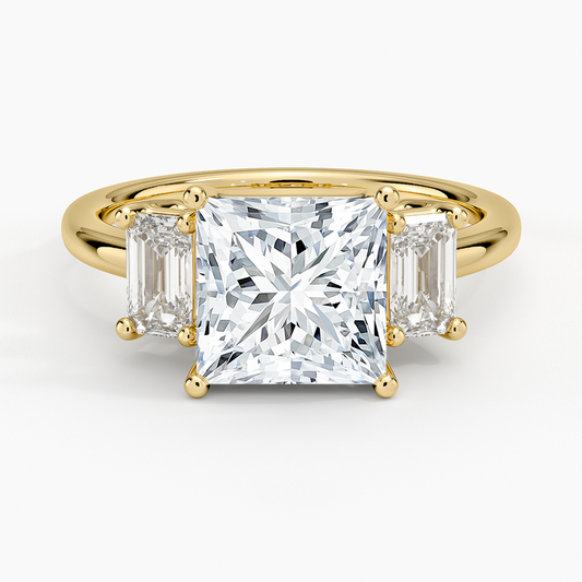 Luxe Rhiannon Three Stone Diamond Ring (3/4 ct. tw.) - Princess Cut Center Stone
