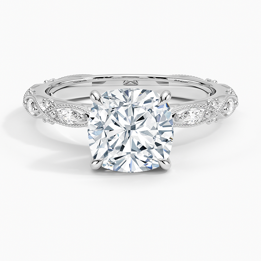 Celestia Milgrain Diamond Ring (1/4 ct. tw.) - Cushion Cut Center Stone