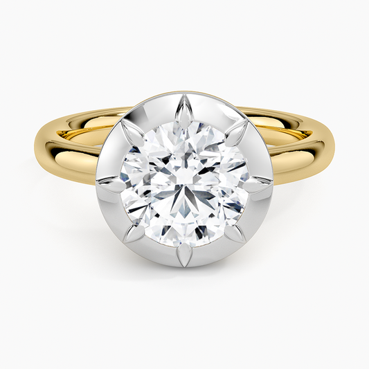 Harper Mixed Metal Solitaire Ring - Round Center Stone