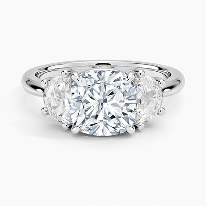 Half Moon Three Stone Diamond Ring (1/2 ct. tw.) - Cushion Cut Center Stone