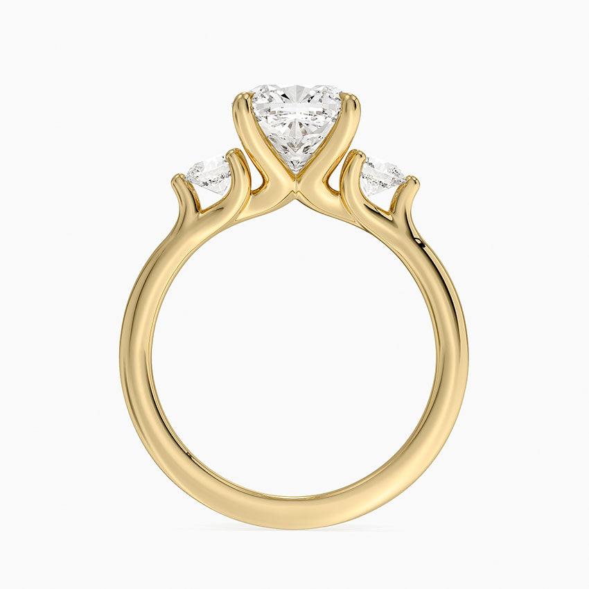 Freesia Three Stone Diamond Ring (1/3 ct. tw.) - Old Mine Cut Center Stone