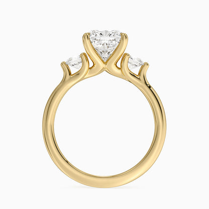 Freesia Three Stone Diamond Ring (1/3 ct. tw.) - Old Mine Cut Center Stone