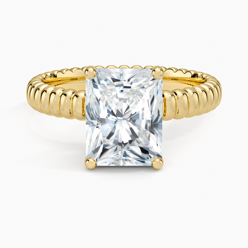Petra Textured Solitaire Ring - Radiant Cut Center Stone