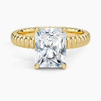 Petra Textured Solitaire Ring - Radiant Cut Center Stone