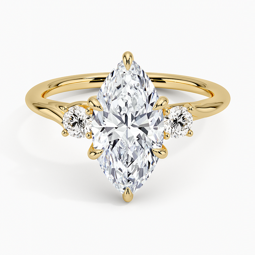 Delilah Three Stone Diamond Ring - Marquise Center Stone