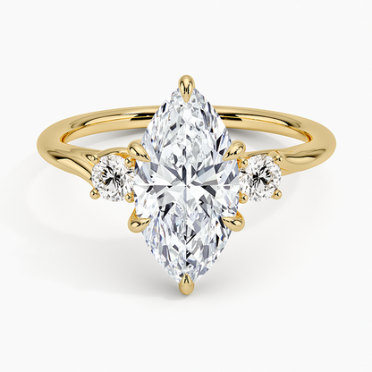 Delilah Three Stone Diamond Ring - Marquise Center Stone